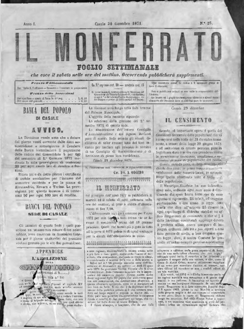 Il Monferrato - Edizione 25 del 30/12/1871